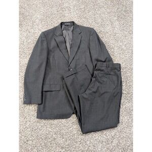 Statements‎ Suit 2-Piece Charcoal Pinstriped Suit 42L Wool Blend (33/31 Pant)